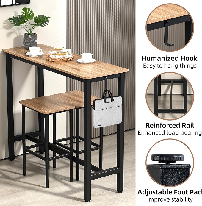 Finnhomy 47" Industrial Bar Table Set - Image 7