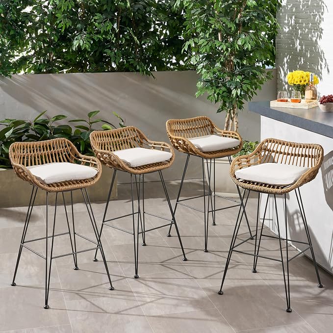 Christopher Knight Home Dale Outdoor Wicker Barstools by ChristopherKnightHome