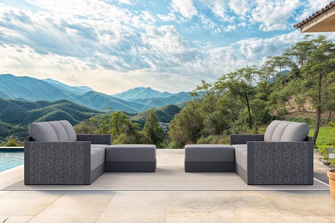PURPLE LEAF Patio Furniture Set 8 Pieces Outdoor Conversation Sets PP Rope - Image 2