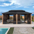 PURPLE LEAF 12' X 20' Patio Hardtop Gazebo Double Top Galvanized Steel Roof by PURPLELEAF