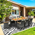 Tangkula 9 Pieces Patio Dining Set, Garden Acacia Wood and Wicker Furniture Set by TANGKULA