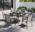 PHI VILLA 7 PCS Patio Dining Table and Chairs, Round Metal Dining Table by PHIVILLAThepioneerofcomfortablehouseholdsupplies