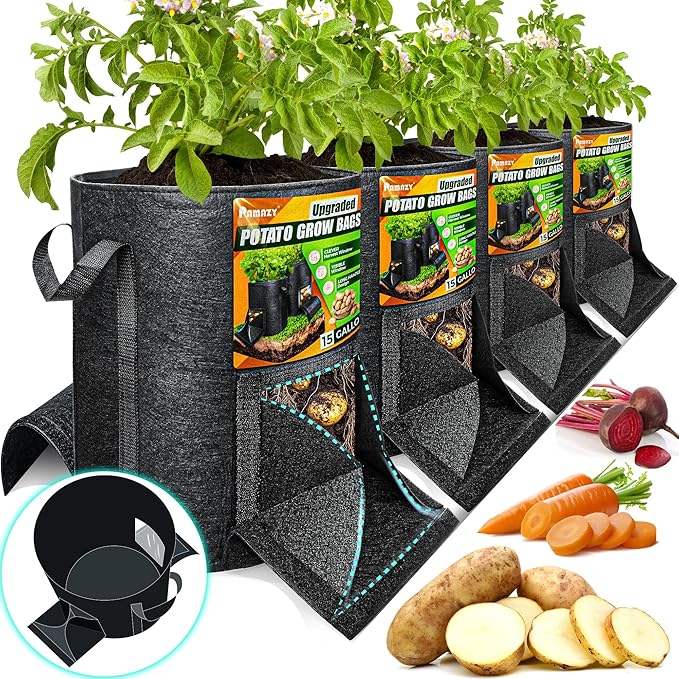 4Pcs 15 Gallon Potato Grow Bags by Pamazy