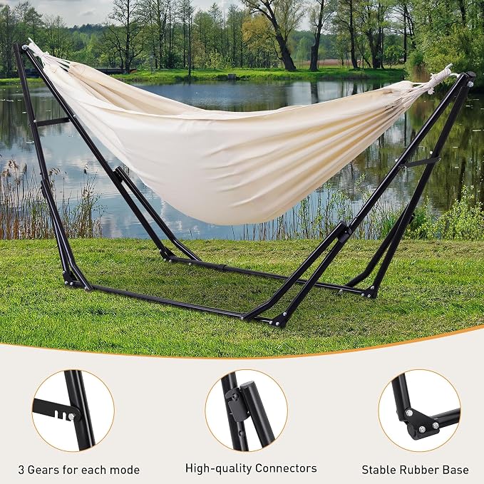 Ainfox Hammock with Foldable Stand, 2 in 1 Hammock and Swinging Chair with - Image 3
