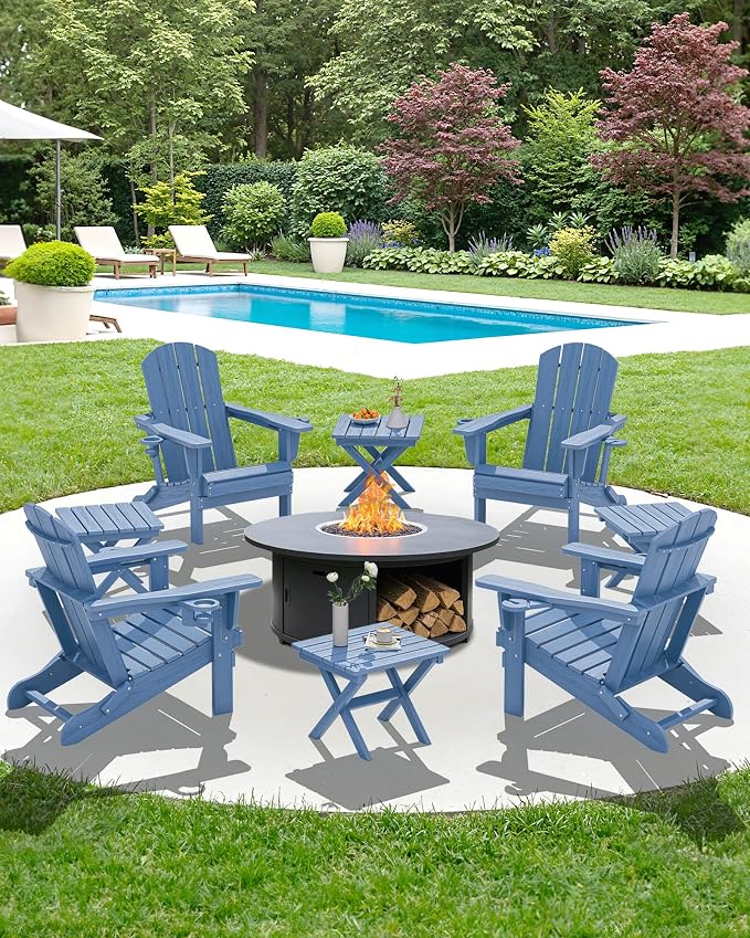SERWALL Folding Adirondack Side Table, Portable Small Outdoor Table, Weather - Image 12