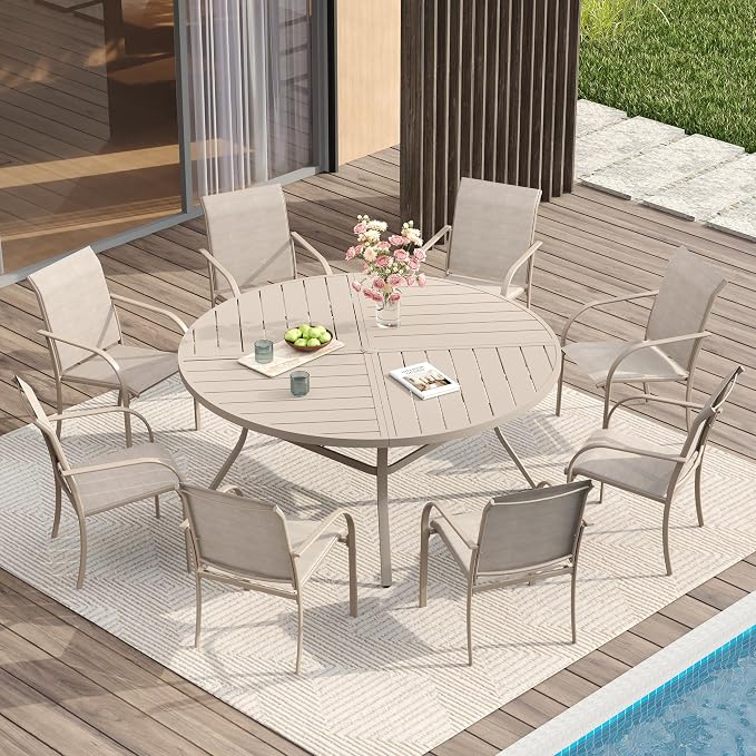 VICLLAX Round Patio Table with Adjustable Umbrella Hole - Image 7