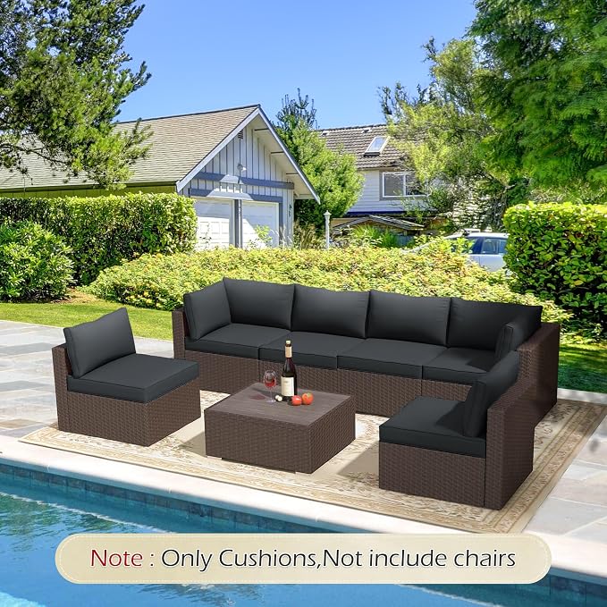 HOMREST Replacement Cushions for Outdoor Furniture, 25x25 Inch 14-Piece Patio - Image 2