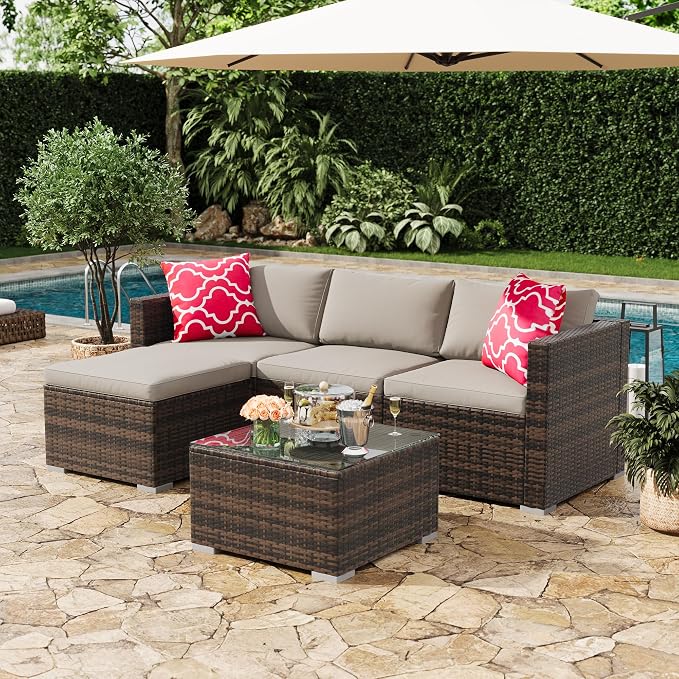 GAOMON 5-Piece All-Weather Patio Furniture Set, Convertible Outdoor Sectional - Image 3