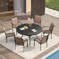 VICLLAX Patio Dining Set for 6, Outdoor Furniture Set Includes 47.2" Round by HOME