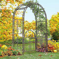 Plow & Hearth Arch Metal Outdoor Garden Arbor Double Gate | Montebello | 7 Feet by PlowHearth