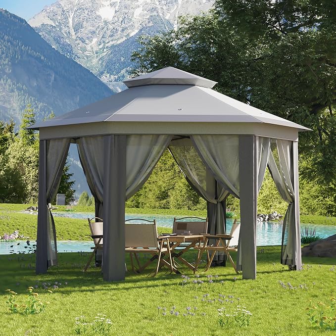 GAOMONHeavy Duty 13x13ft 6-Sided Pop-Up Gazebo Tent-Double Vented Roof - Image 7