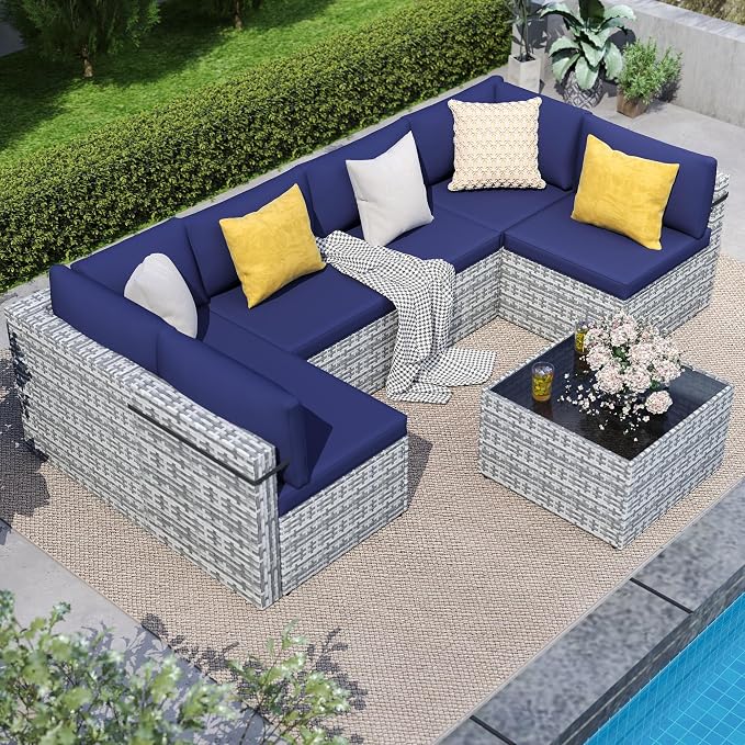 7-Piece Outdoor Sectional Sofa Set, Weather-Resistant Patio Furniture Set by PATIOPIA