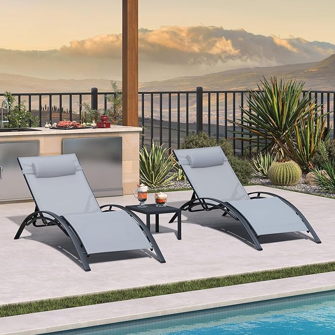 PURPLE LEAF Patio Oversized Chaise Lounge Chair Set - Image 3