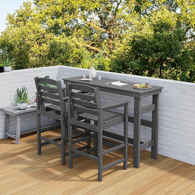 SERWALL 41" Outdoor Bar Table, All Weather HDPE Patio Bar Counter Height Table - Image 2