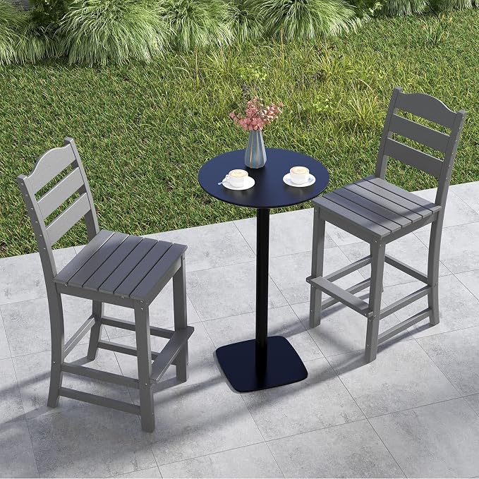 Giantex Outdoor HDPE Bar Stool, Patio Tall Bar Chair - Image 7