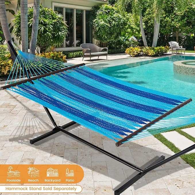 Lazy Daze Hammocks 10.5 FT Double 2 Person Caribbean Rope Hammock, Hand Woven - Image 2