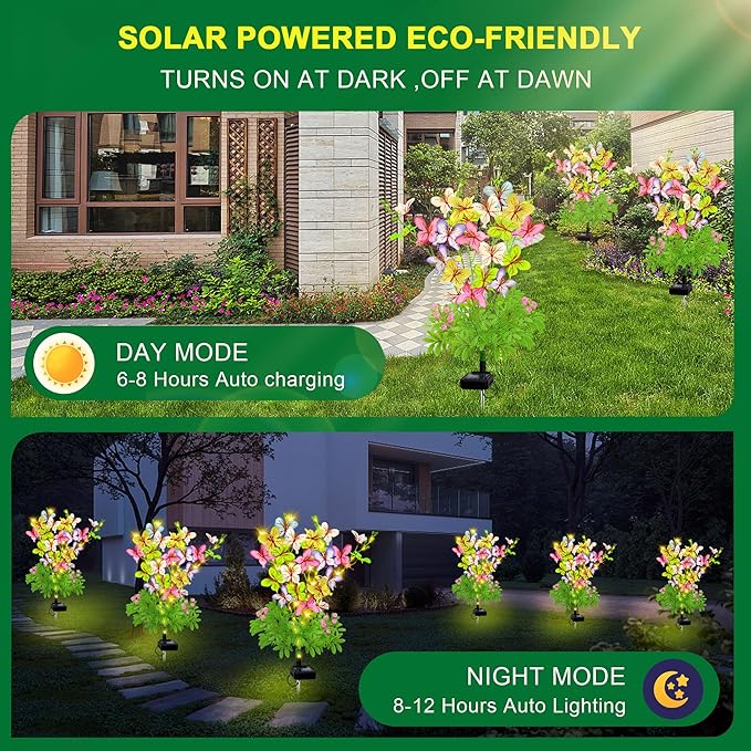 Solar Garden Lights Outdoor Waterproof, 4 Packs Solar Swaying Butterfly Lights - Image 6