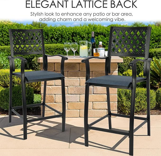 Kozyard Outdoor Bar Stools Set of 2, Patio Bar Chairs - Image 2