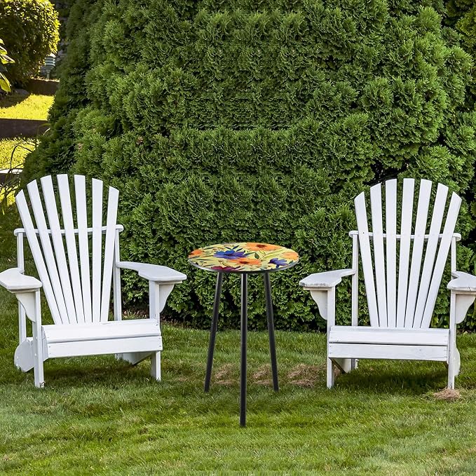 Party Zealot 2 Packs Metal Floral Round Side Table 13.2" Small Outdoor Patio - Image 2
