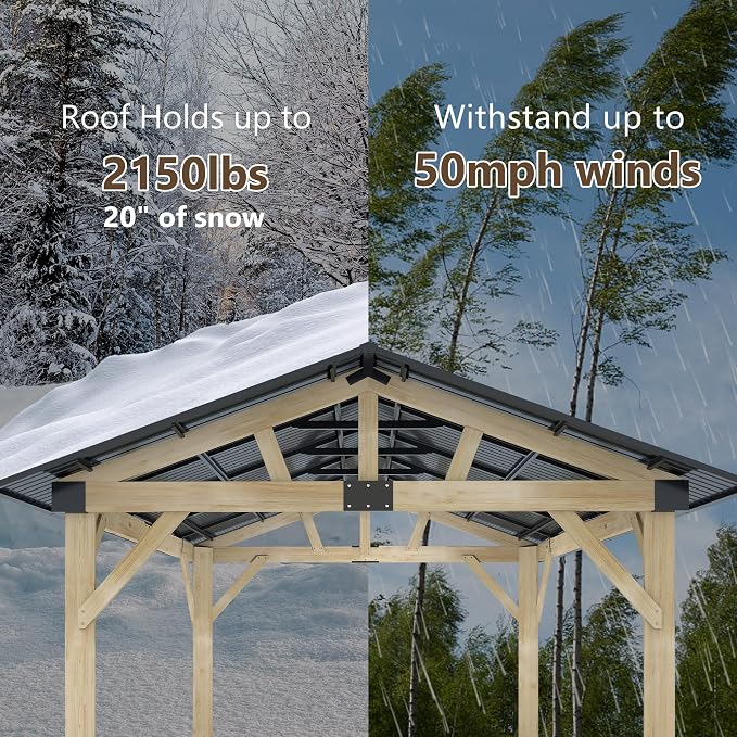 Wood Gazebo 12'x14', Cedar Wooden Gazebos, Outdoor Hardtop Gazebo - Image 5