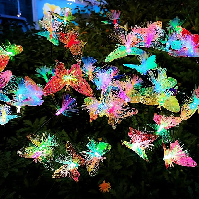 JJGoo 2 Pack Solar Garden Lights, Solar Butterfly Swaying Light - Image 2