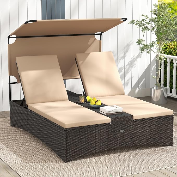 Tangkula Outdoor Rattan Daybed by TANGKULA