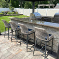 PURPLE LEAF Patio Bar Stools 28" H Set of 4 Handwoven Wicker Bar Height Stool by PURPLELEAF