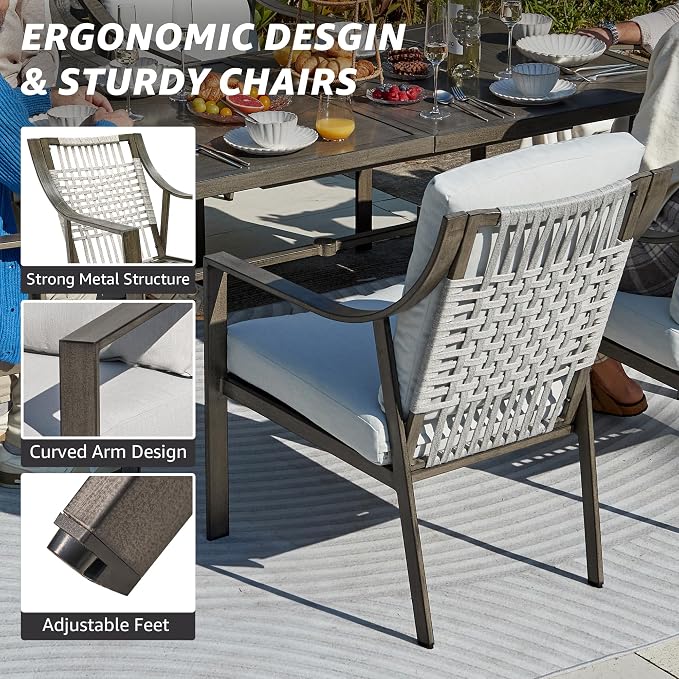 NATURAL EXPRESSIONS 7 Piece Patio Dining Table Outdoor Furniture Set - Image 4