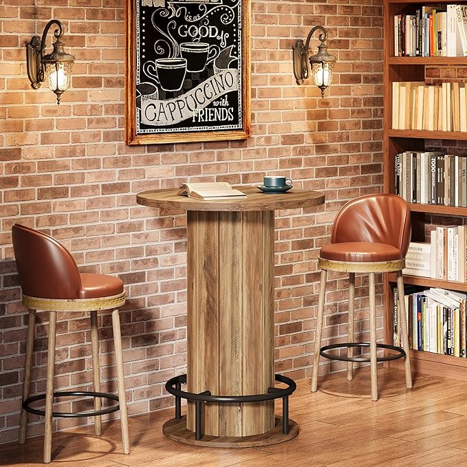 Tribesigns Round Dining Table Set of 2, Bar Height Commercial Kitchen Table - Image 6