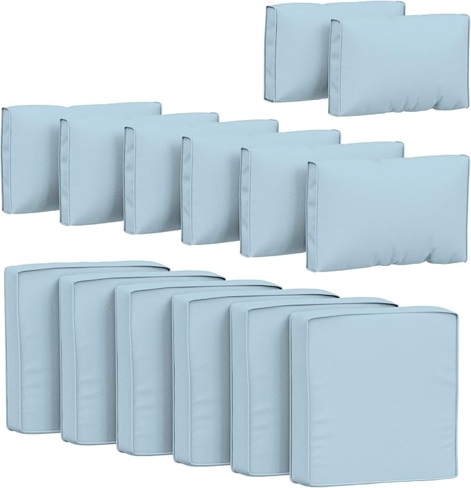 14 Pcs Outdoor Cushion Covers Patio Cushion Slipcovers Replacement Splash Proof by Pakunoda