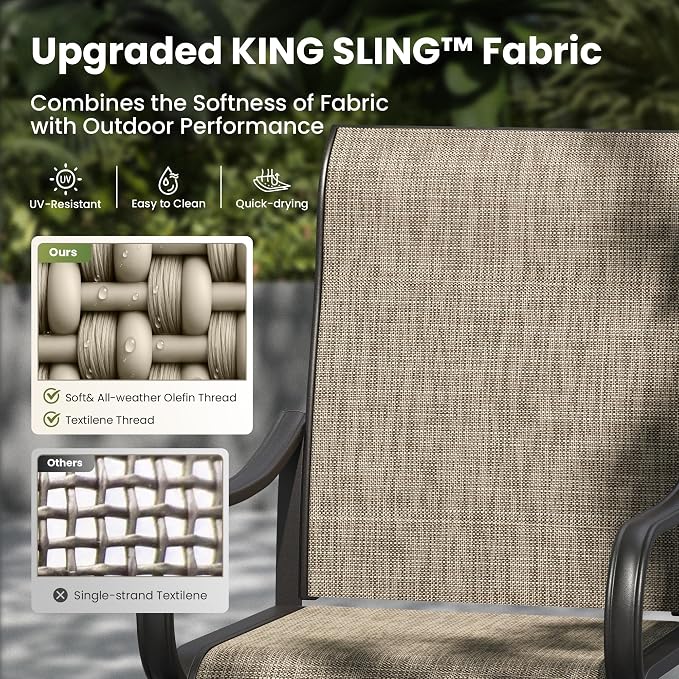 PHI VILLA 7 Piece Outdoor Table and Chairs Set, 2 Swivel & 4 Fixed Patio Chairs - Image 2