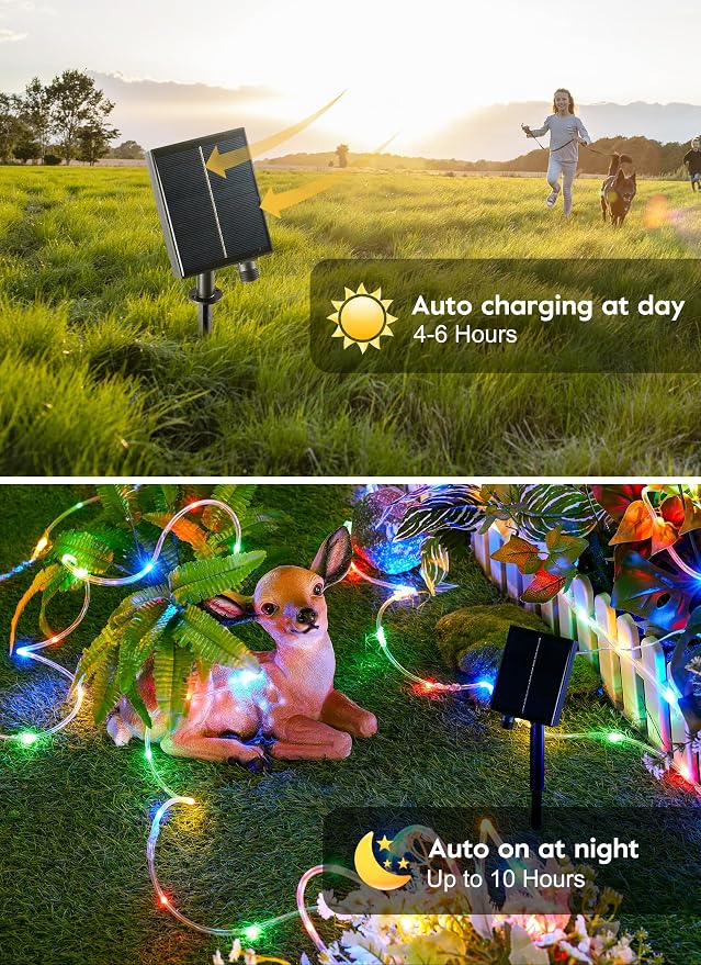 Brightown Solar String Lights Outdoor Waterproof, 18 Colors Changing 39FT Fairy - Image 4