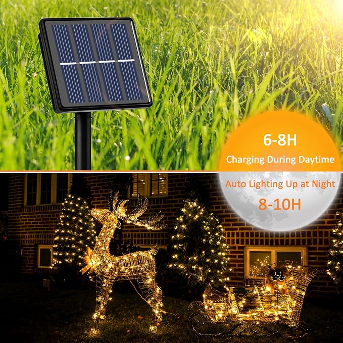 Beieverluck 8 Pack Solar Fairy Lights Outdoor Waterproof 264FT 800 LED Solar - Image 4