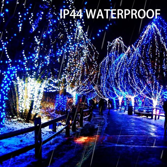 Dazzle Bright 2 Pack 400LED 132FT Blue Christmas Solar String Outdoor Lights - Image 3