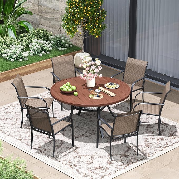 Patio Dining Table for 4-6, Round Metal Outdoor Table - Image 2