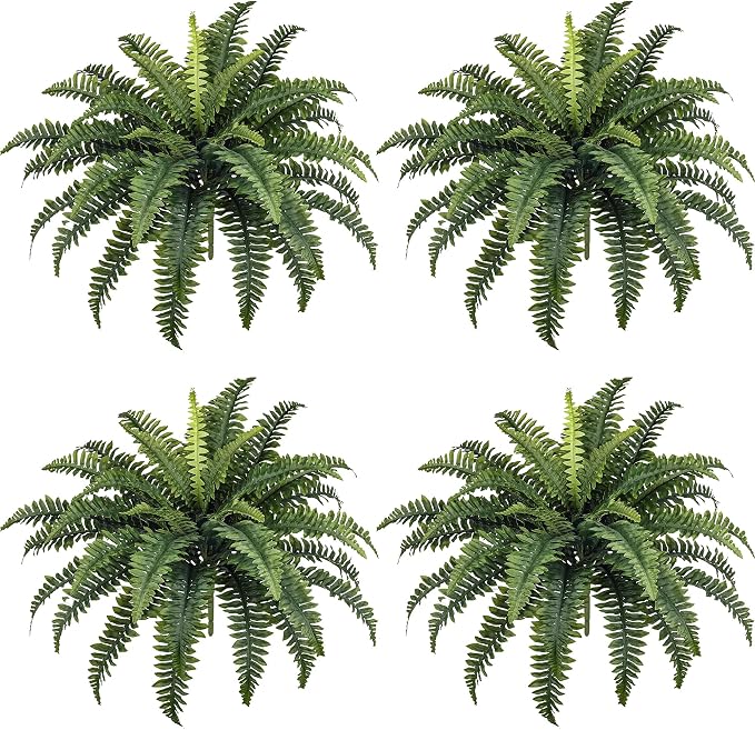 35" Fake Ferns, 4 Large Artificial Bonston Ferns Bushes Plants by ForestPrince