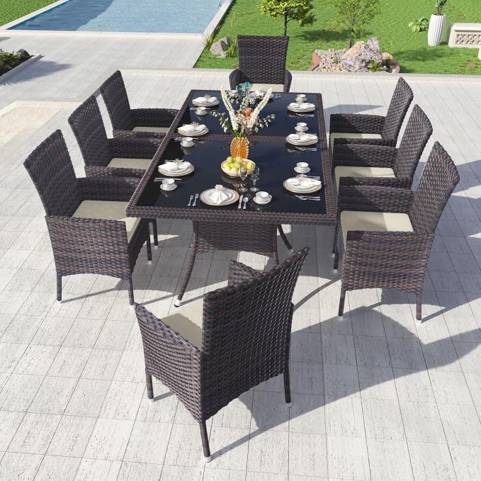 Kullavik 10-Piece Outdoor Dining Set Patio Rattan Furniture Set, Patio Dining - Image 2