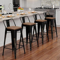 Alunaune 26" Industrial Metal Bar Stools Set of 4 Counter Height Barstools by HomeFurniture