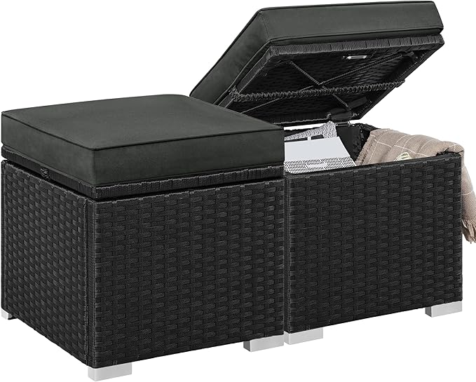 Yaheetech Wicker Ottomans, Outdoor/Indoor Footstools, Additional Seating by Yaheetech