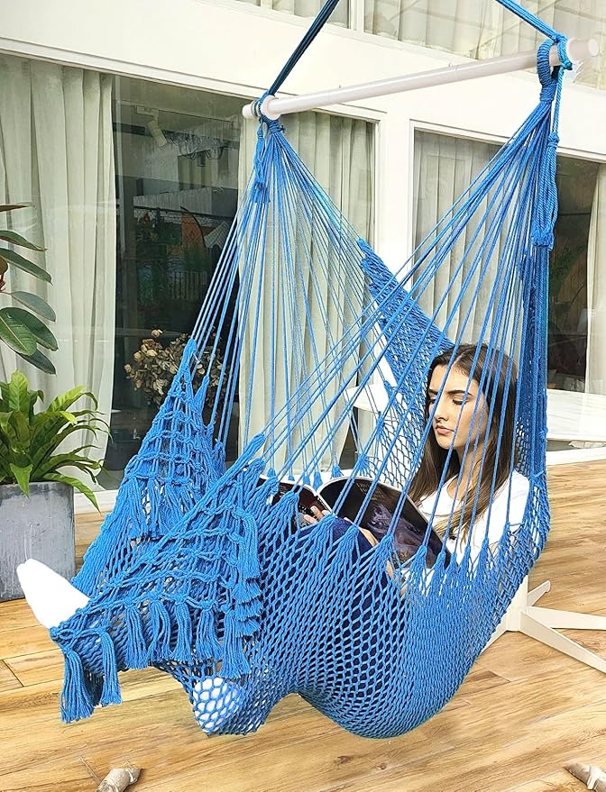 Chihee Hammock Chair Super Large Hanging Chair Soft-Spun Cotton Rope Weaving - Image 6