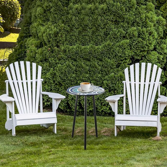 2 Packs Metal Mosaic Round Side Tables 13.4" Small Outdoor Patio Round Accent - Image 7