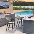 PURPLE LEAF Outdoor Bar Height Bar Stool Set of 2 Rattan Bar Chair by PURPLELEAF