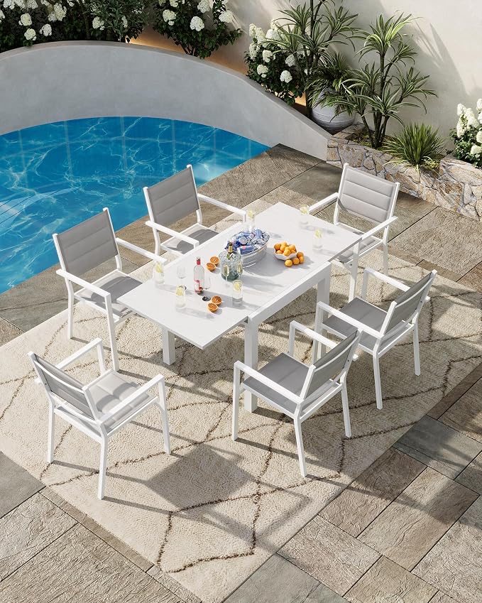 GAOMON Extentable Outdoor Dining Table Set - Image 2
