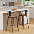 Metal Bar Stools Set of 2 Barstools Indoor/Outdoor Counter Height Bar Chairs by ArlunarHome