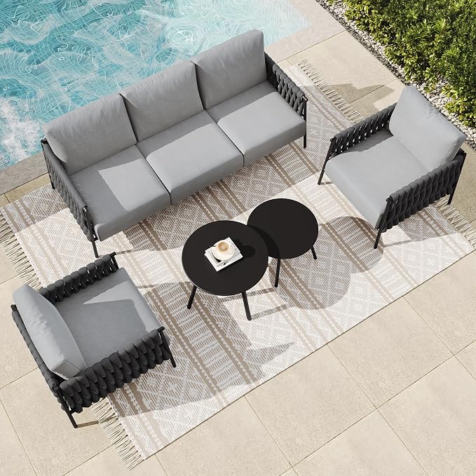 EAST OAK 5-Piece Patio Furniture Set | Life Chatter 5-Seat Outdoor Furniture | - Image 12