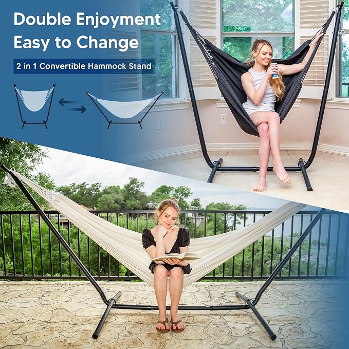 SUNCREAT 2-in-1 Hammocks Convertible Portable Double Hammock - Image 2