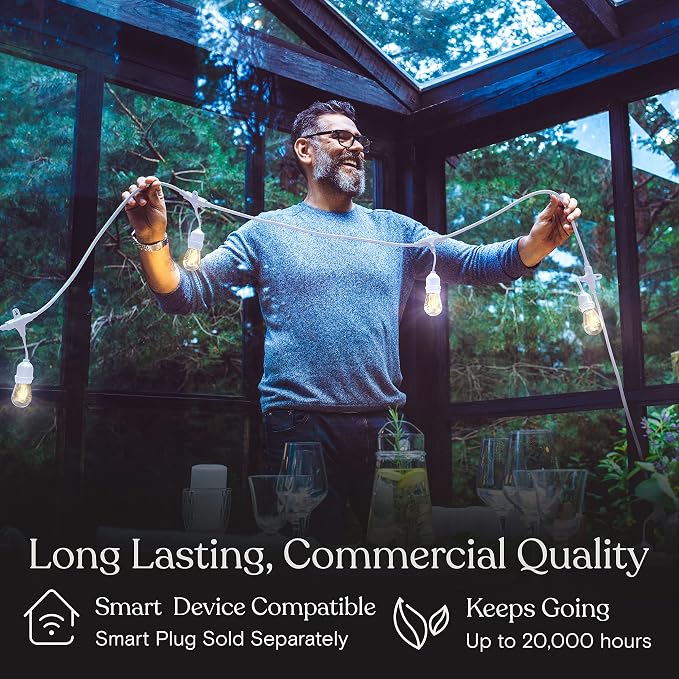 Brightech Ambience Pro Waterproof LED Outdoor String Lights, 48 Ft, Dimmable - Image 4