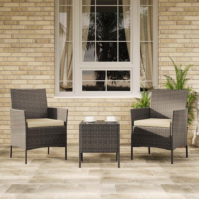 GAOMON 3-Piece Patio Furniture Set, Modern PE Rattan Conversation Set - Image 6