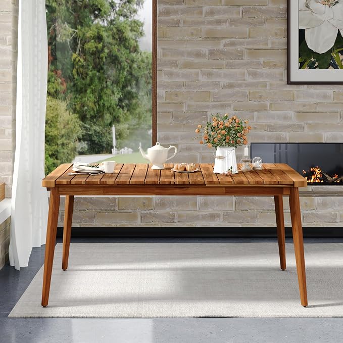 Christopher Knight Home Peggy 63" Farmhouse Patio Acacia Wood Dining Table by ChristopherKnightHome
