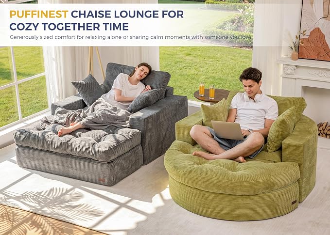 MAXYOYO Modular Sectional Chaise Lounge Sofa, 2 Sets Upholstered Lounge Chair - Image 3